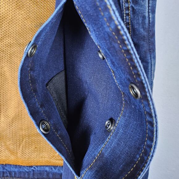 Concealed Carry Mens Denim Vest Western Biker Snap Front Motorcycle Metagear L - Picture 8 of 14